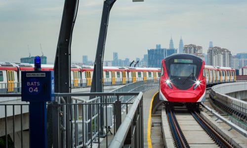 MRT Putrajaya Line trains being put through their paces during FFR testing near the Kampung Batu MRT Station.